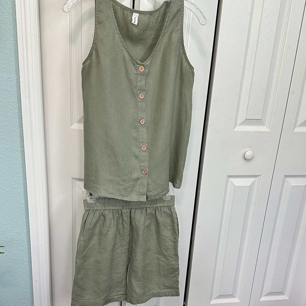 Grae Cove | 100% linen Moss green set